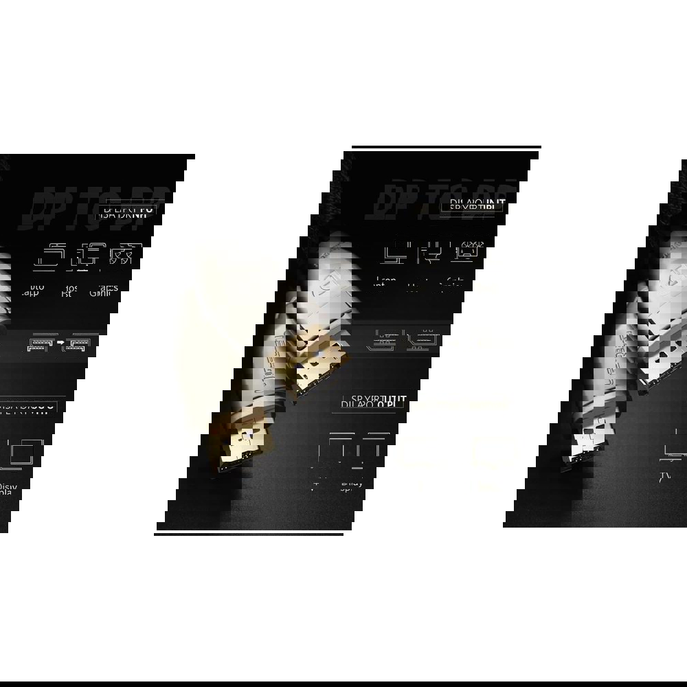 ვიდეო კაბელი UGREEN DP107 (30120), DisplayPort To DisplayPort, 2m, Gold/Black