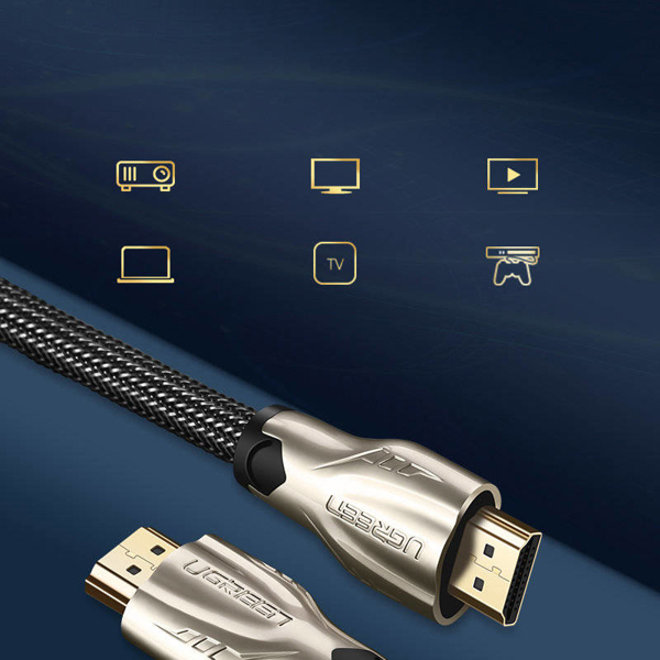 HDMI კაბელი UGREEN HD102 (11195), 2.0 4K HDMI To HDMI, 10m, Gold/Blak EOL