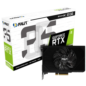 ვიდეო დაფა Palit NE63050018P1-1070F, GeForce RTX 3050 StormX, 8GB, 128bit, HDMI, DP, DVI-D, Black