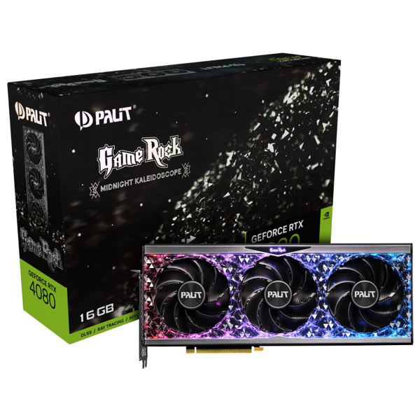 ვიდეო დაფა Palit NED4080019T2-1030G, GeForce RTX 4080 Gamerock, 16GB, 256bit, HDMI, DP, Black