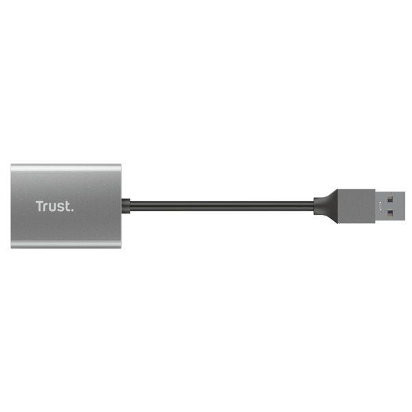 ბარათის წამკითხველი Trust Dalyx, USB-A Connector With Memory Card Reader, Grey