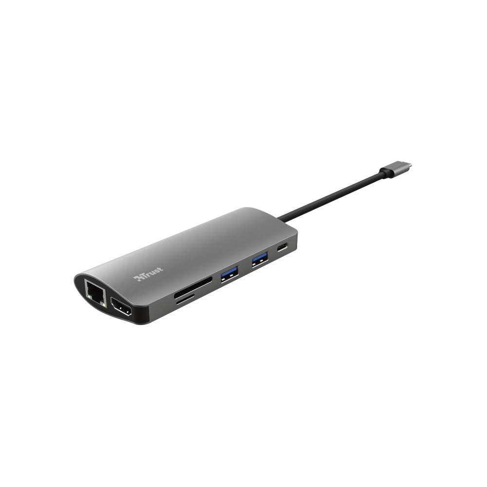USB-C ადაპტერი Trust Dalyx 7-in-1 USB-C Adapter, Gray