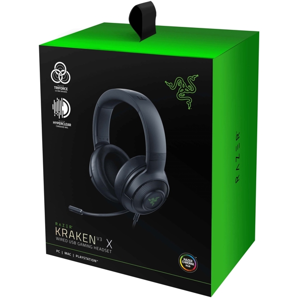 Razer RZ04-03750300-R3M1 Kraken V3 X, Wired Gaming Headset, USB, Black