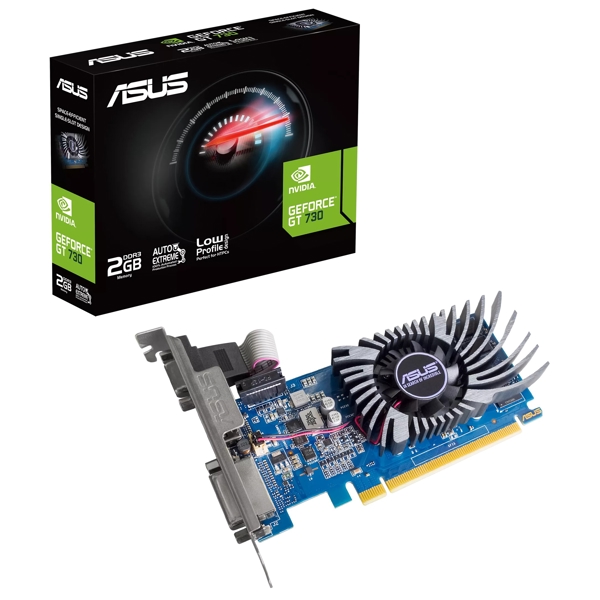 ვიდეო დაფა Asus GT730-2GD3-BRK-EVO, GeForce GT 730, 2GB, 64bit, HDMI, D-Sub, DVI, Black