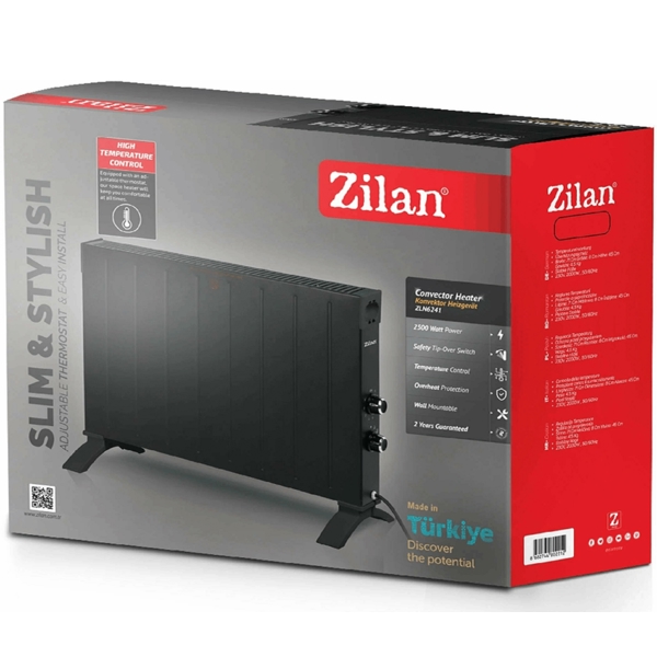 Zilan ZLN6241, 2500W, 10m², Electric Heater, Black