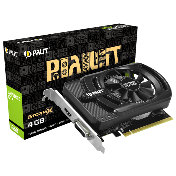 ვიდეო დაფა Palit NE51650006G1-1170F StormX, GeForce GTX 1650, 4GB, 128bit, HDMI, DVI, Black