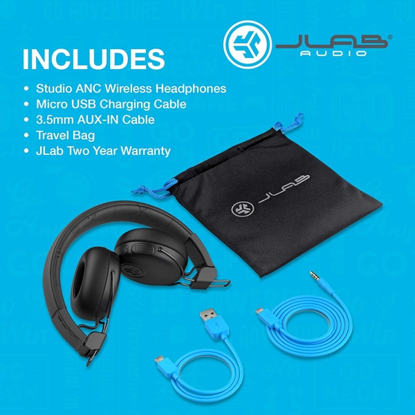 ყურსასმენი Jlab IEUHBASTUDIOANCRBLK4, Headset, Wireless, Bluetooth, Black