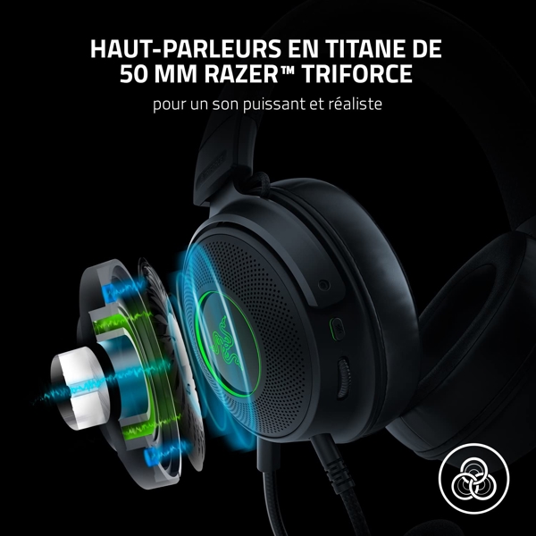 ყურსასმენი Razer RZ04-03770200-R3M1 Kraken V3, Gaming Headset, Wired, USB-A, Black