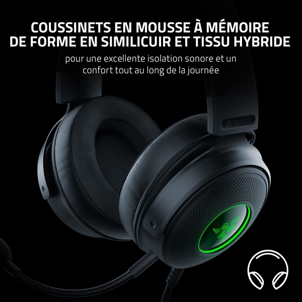 ყურსასმენი Razer RZ04-03770200-R3M1 Kraken V3, Gaming Headset, Wired, USB-A, Black