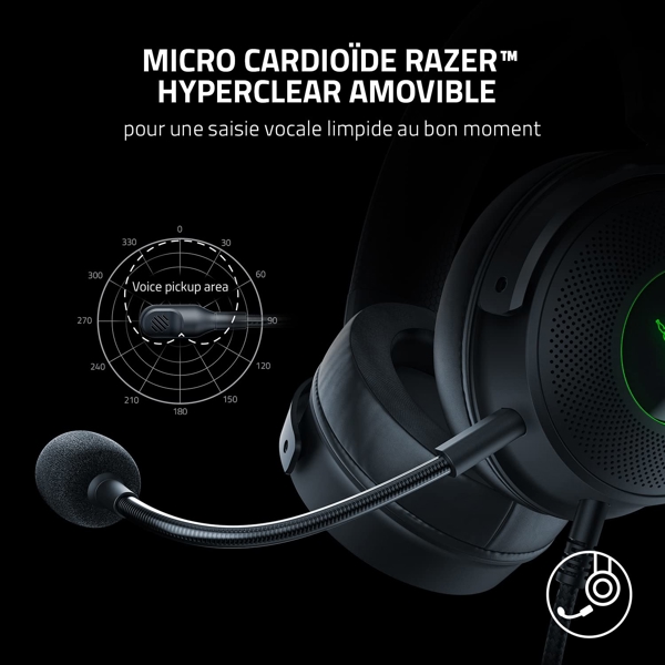 ყურსასმენი Razer RZ04-03770200-R3M1 Kraken V3, Gaming Headset, Wired, USB-A, Black