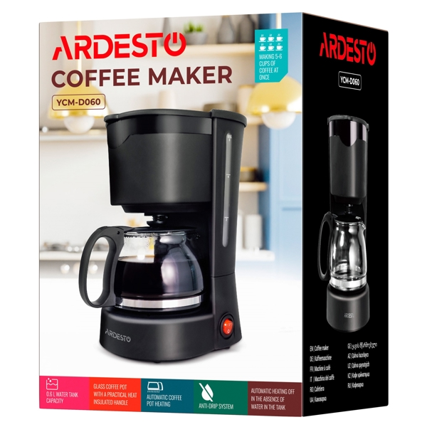 ყავის აპარატი Ardesto YCM-D060, 650W, 0.6L, Coffee Maker, Black