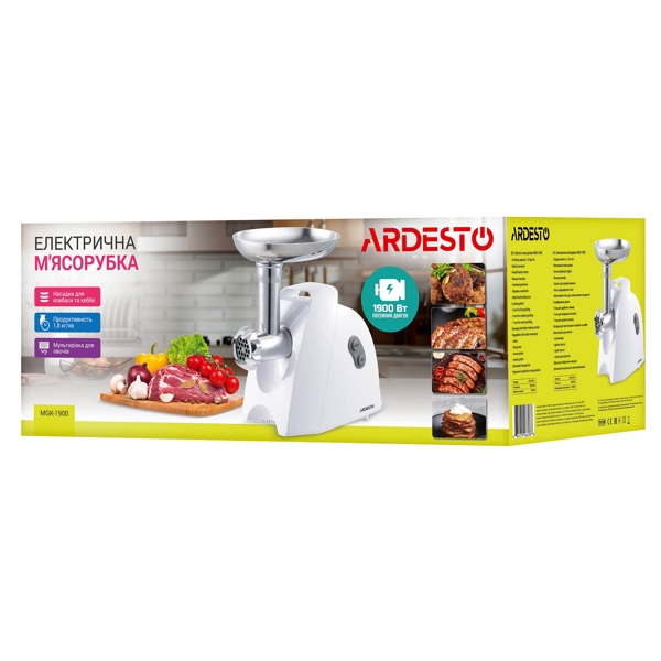 ხორცსაკეპი Ardesto MGK-1900, 1900W, Meat Grinder, White