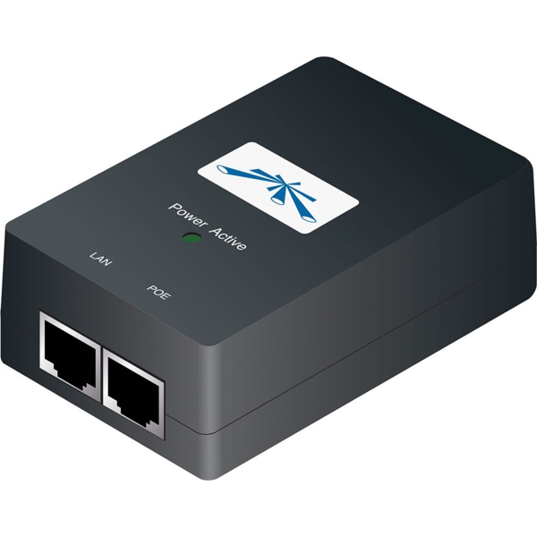 PoE გარდამქმნელი Ubiquiti PoE Injector, 48VDC, 24W, POE-48-24W-G 1000Mbit Gigabit Ethernet Black