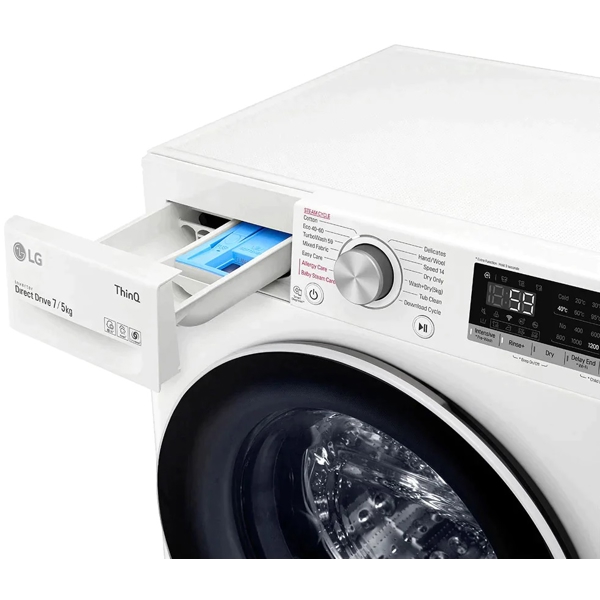 სარეცხი+საშრობი მანქანა LG F2DV5S7SN0E, 7Kg, B, 1200Rpm, 72Db, Washing+Dryer Machine, White