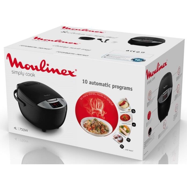 მულტსახარში Moulinex K611832, 750W, 4L, Multifunction Cooker, Black