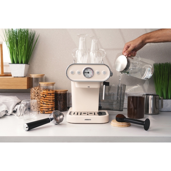 Ardesto FCM-E15BG, 1050W, 1.2L, Coffee Machine, Beige