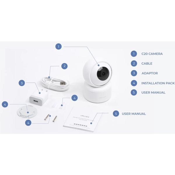 ვიდეო სათვალთვალო კამერა Imilab CMSXJ36A C20, Wireless Security Camera, 1080P, White