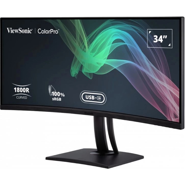 მონიტორი ViewSonic VP3481A ColorPro, 34", Curved Monitor, WQHD, VA, USB, USB-C, HDMI, DP, LAN, Black