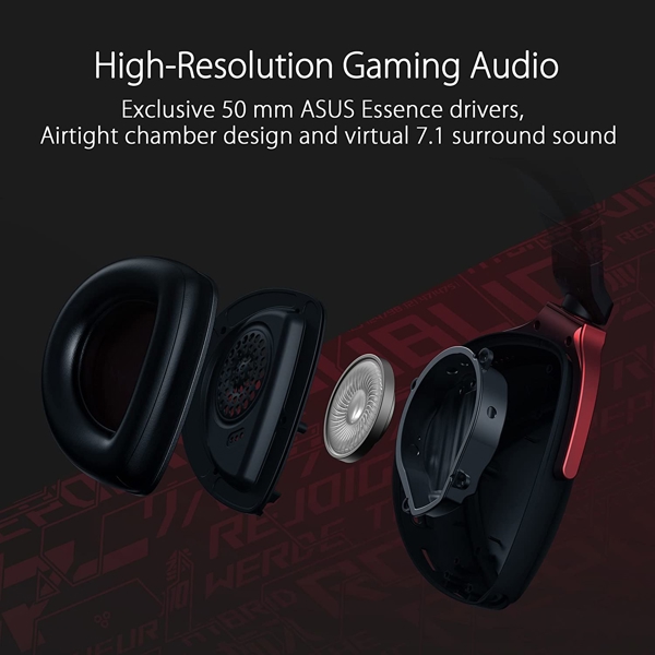 ყურსასმენი Asus 90YH03JC-B1UA00 ROG Delta S Core, Gaming Headset, Wired, 3.5mm Jack, Black/Red