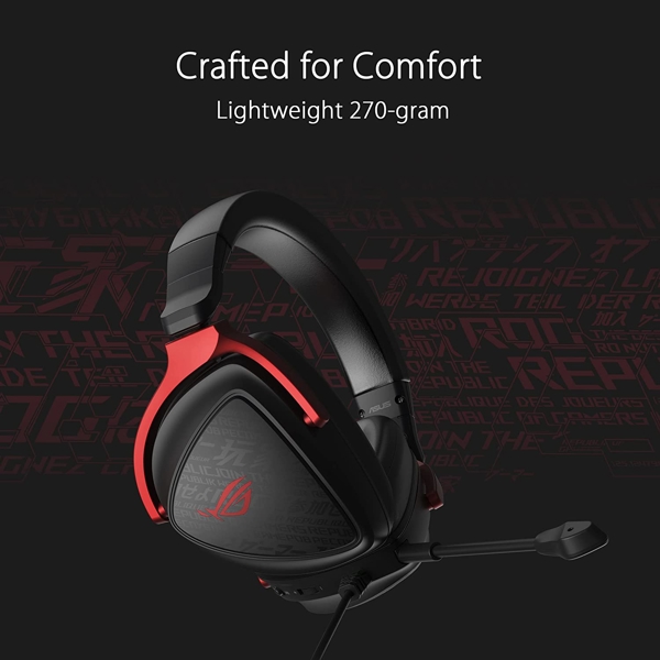 ყურსასმენი Asus 90YH03JC-B1UA00 ROG Delta S Core, Gaming Headset, Wired, 3.5mm Jack, Black/Red