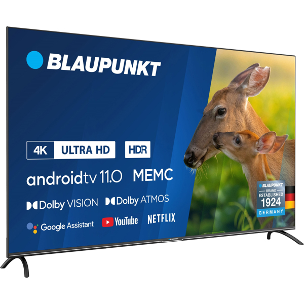 ტელევიზორი BLAUPUNKT 65UBC6000, 65", 4K UHD, Smart TV, Android, HDMI, USB, LAN, 3.5mm Jack, WIFI, BT, Black