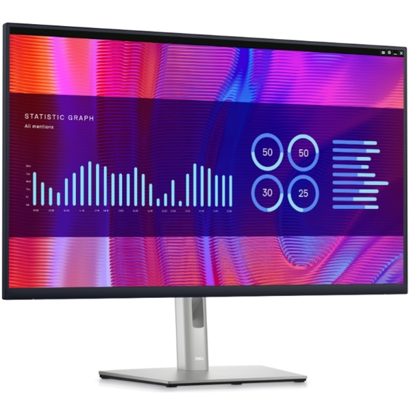 Dell P3223D, 31.5", Monitor, QHD, IPS, HDMI, DP, USB, RJ45, Silver/Black