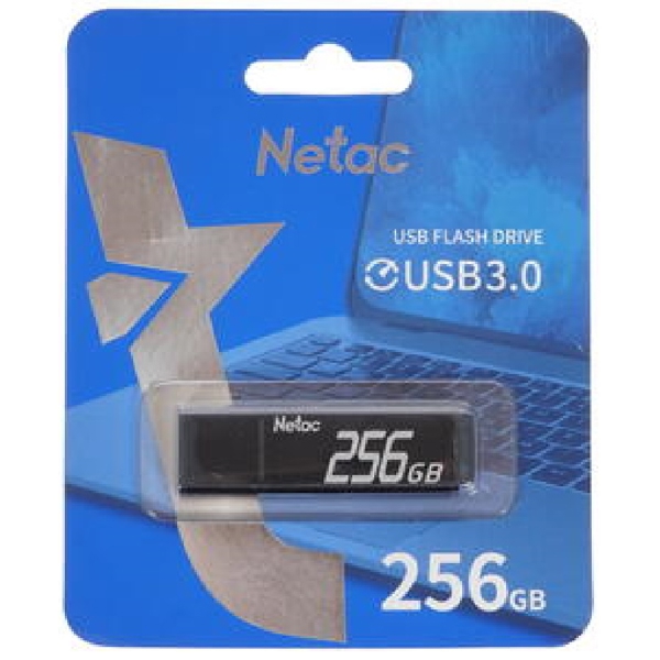 USB ფლეშ მეხსიერება Netac NT03U351N-256G-30BK, 256GB, USB 2.0, USB 3.0, Black