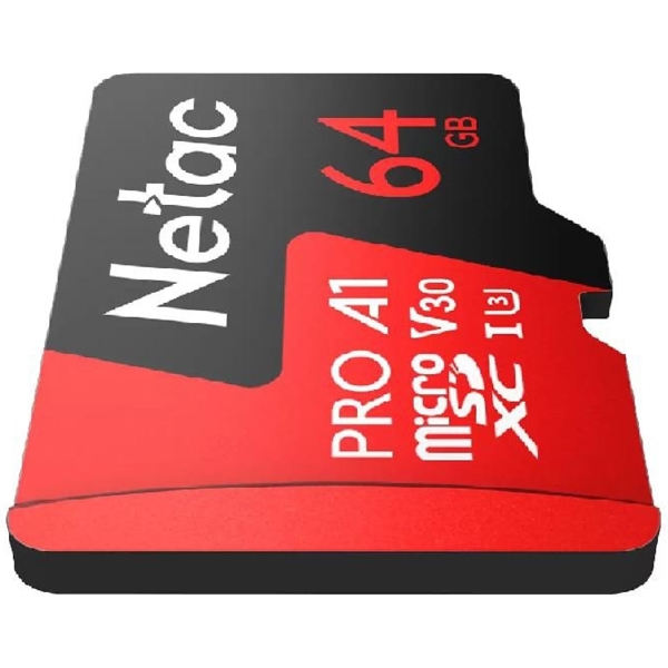 მეხსიერების ბარათი Netac NT02P500PRO-064G-R, 64GB, MicroSDXC, C10, Black