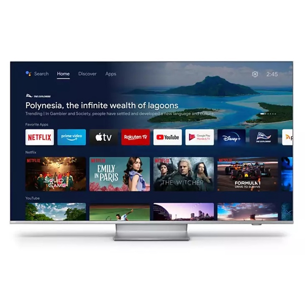 ტელევიზორი Philips 65PUS8807/12, 65", 4K UHD, Smart TV, Android, HDMI, USB, WIFI, BT, Silver