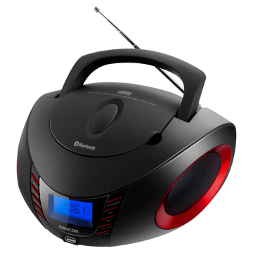 აუდიო სისტემა Sencor SPT 3600, 5W, CD, BT, MP3, USB, AUX, FM, Boombox, Black/Red