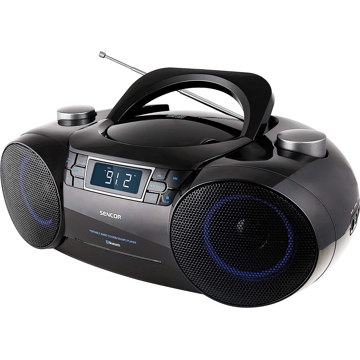 აუდიო სისტემა Sencor SPT 4700, 12W, FM, CD, MP3, USB, SD, BT, 3.5mm, Boombox, Black