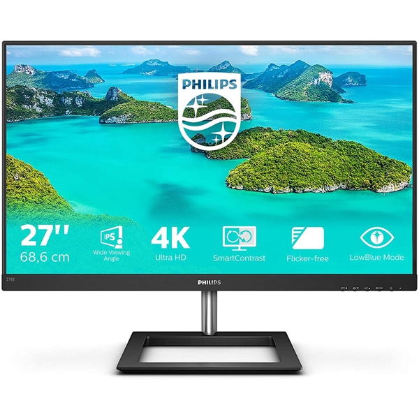 მონიტორი Philips 278E1A/00, 27", Monitor, 4K UHD, IPS, HDMI, DP, Black