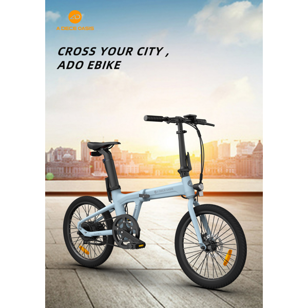 ელექტრო ველოსიპედი ADO A20 Lite, 350W, Smart APP, Folding Electric Bike, 30KM/H, Gray