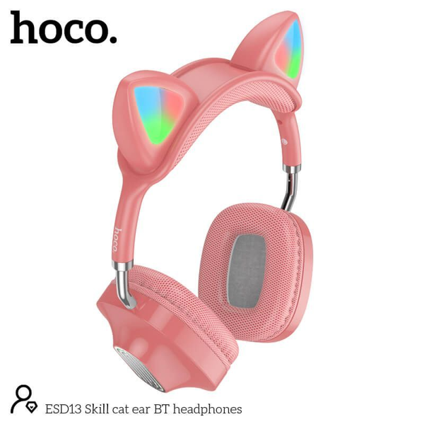 ყურსასმენი Hoco ESD13 Skill Cat Rar, Headset, Wireless, Bluetooth, 3.5mm, Pink