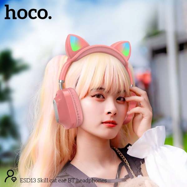 ყურსასმენი Hoco ESD13 Skill Cat Rar, Headset, Wireless, Bluetooth, 3.5mm, Pink