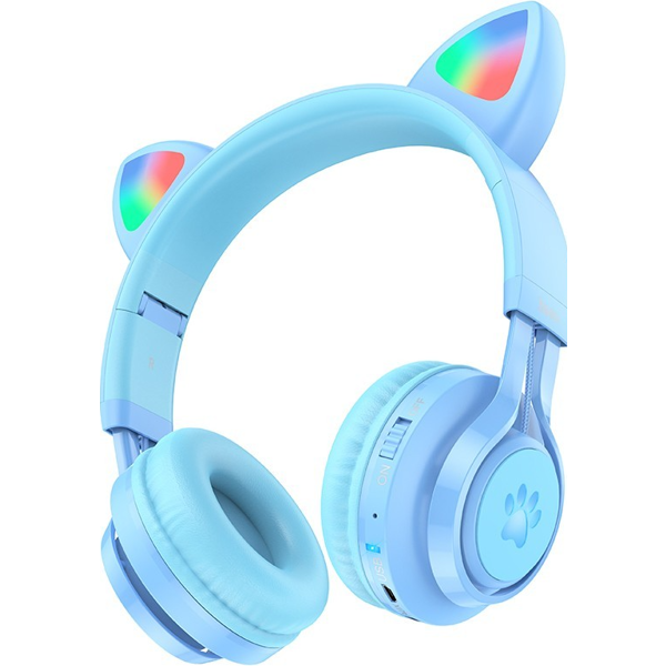 ყურსასმენი Hoco W39 Cat Ear, Headset, Wireless, Bluetooth, 3.5mm, Blue