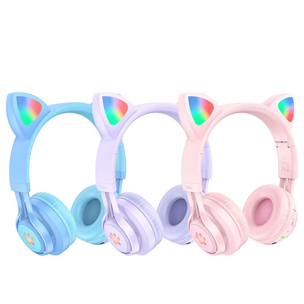 ყურსასმენი Hoco W39 Cat Ear, Headset, Wireless, Bluetooth, 3.5mm, Blue