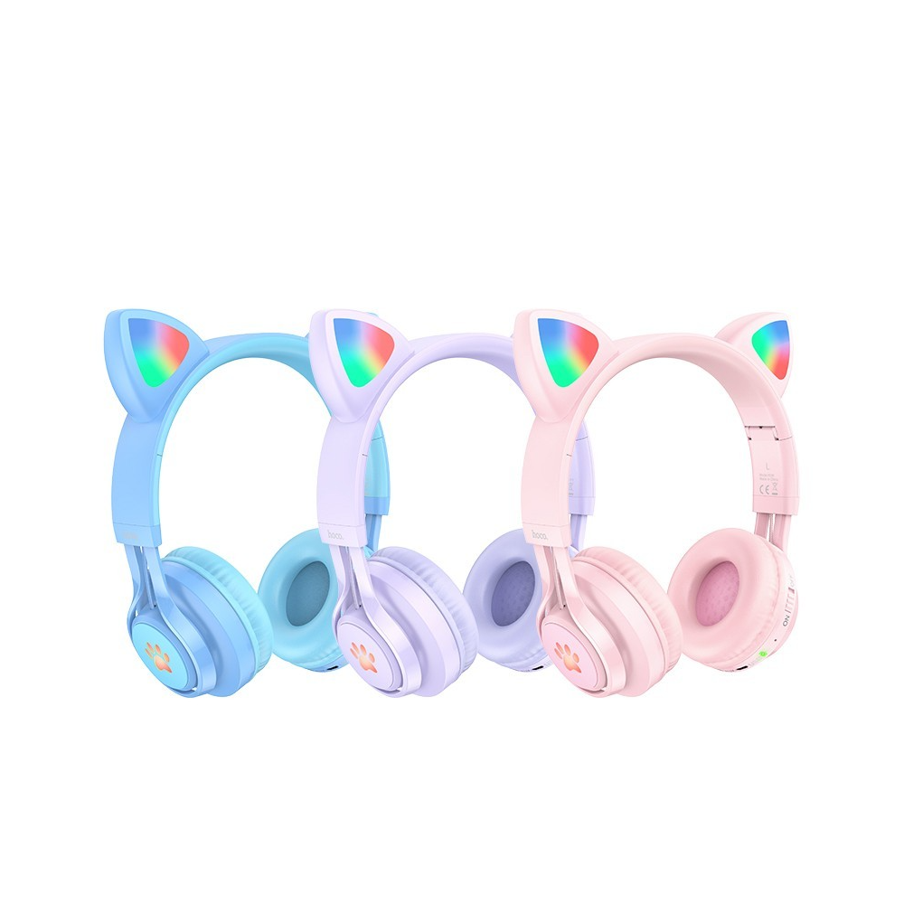 ყურსასმენი Hoco W39 Cat Ear, Headset, Wireless, Bluetooth, 3.5mm, Blue