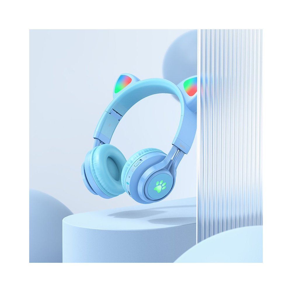 ყურსასმენი Hoco W39 Cat Ear, Headset, Wireless, Bluetooth, 3.5mm, Blue