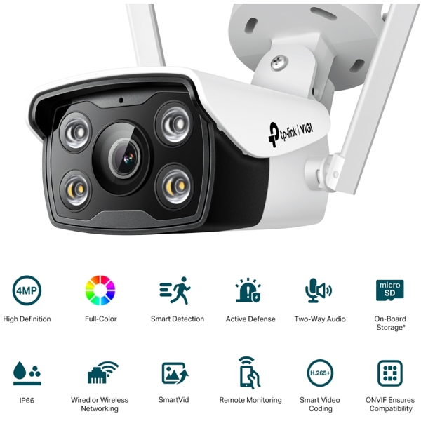 ვიდეო სათვალთვალო კამერა TP-Link VIGI C340-W(4mm), Wireless Outdoor Security Camera, 4MP, White