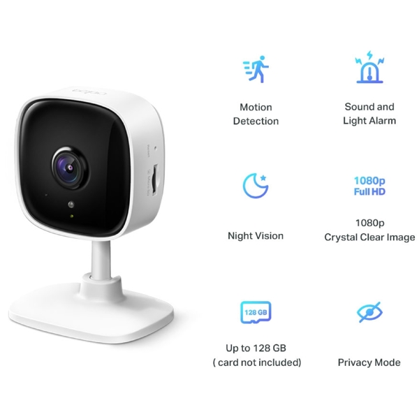 ვიდეო სათვალთვალო კამერა TP-Link Tapo C100, Wireless Home Security Camera, 1080p, White