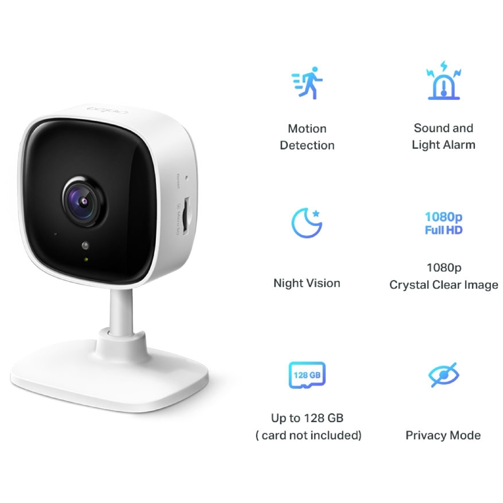 ვიდეო სათვალთვალო კამერა TP-Link Tapo C100, Wireless Home Security Camera, 1080p, White