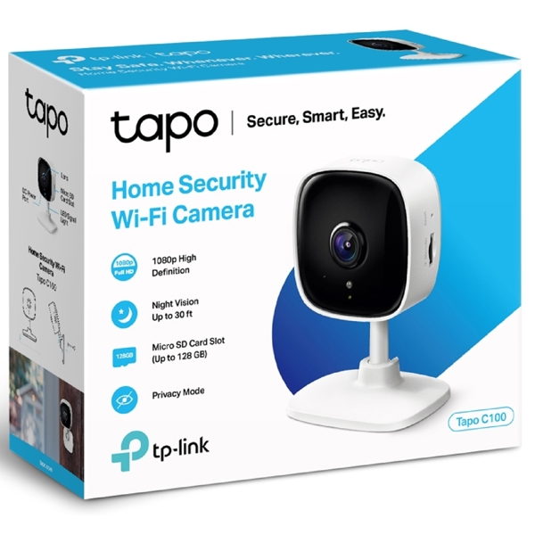 TP-Link Tapo C100, Wireless Home Security Camera, 1080p, White