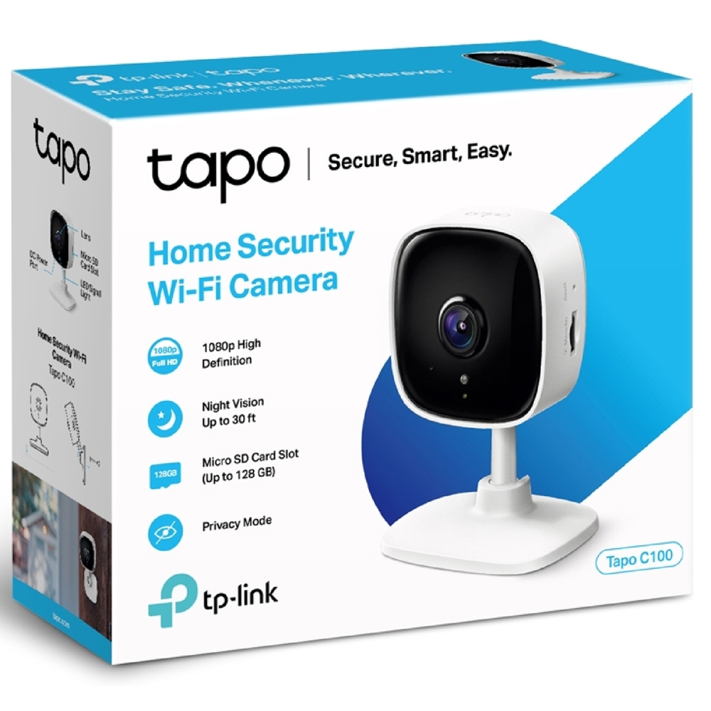 ვიდეო სათვალთვალო კამერა TP-Link Tapo C100, Wireless Home Security Camera, 1080p, White