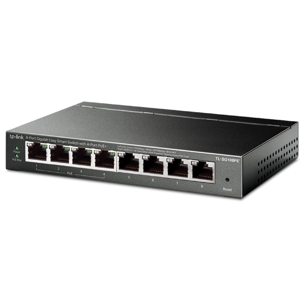 TL-SG108PE, TP-Link, 8-Port Gigabit, PoE+ Switch, Grey