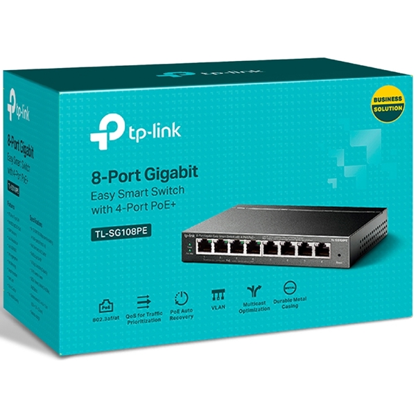 TL-SG108PE, TP-Link, 8-Port Gigabit, PoE+ Switch, Grey