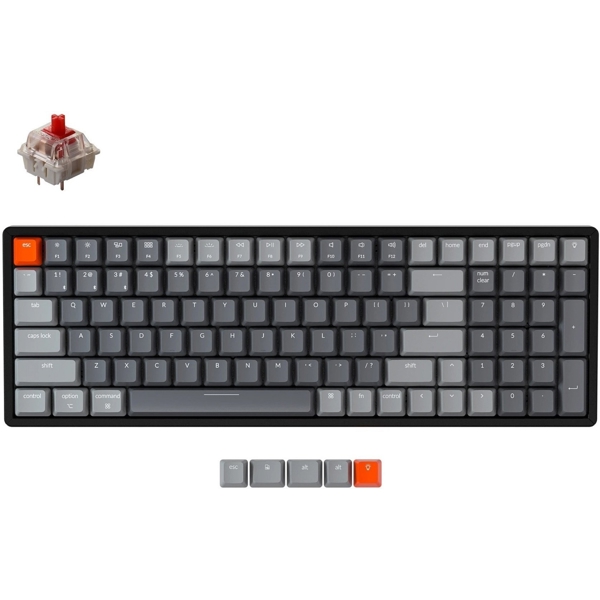 კლავიატურა Keychron K4C1, Gateron Red, Wireless, USB, BT, Gaming Keyboard, Black