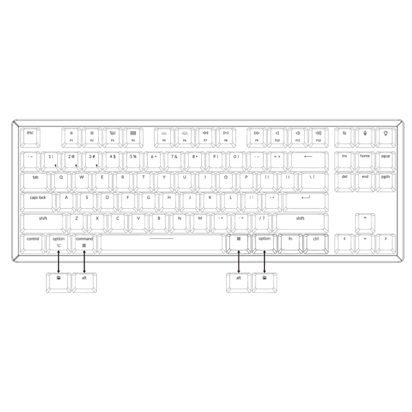 კლავიატურა Keychron K8Q3, Gateron Gray, Wireless, USB, BT, Gaming Keyboard, Black