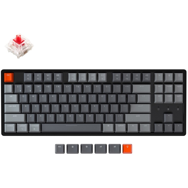 კლავიატურა Keychron K8C1, Gateron Red, Wireless, USB, BT, Gaming Keyboard, Black