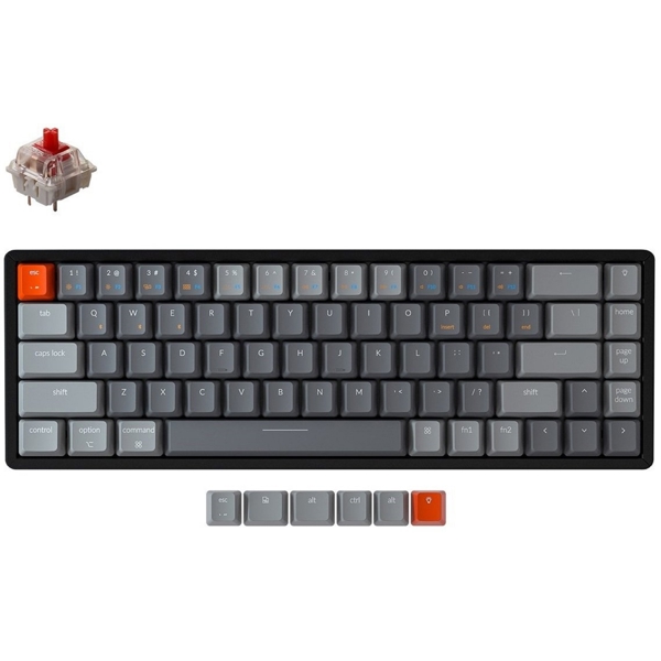 Keychron K6W1, Gateron Red, Wireless, USB, BT, Gaming Keyboard, Black